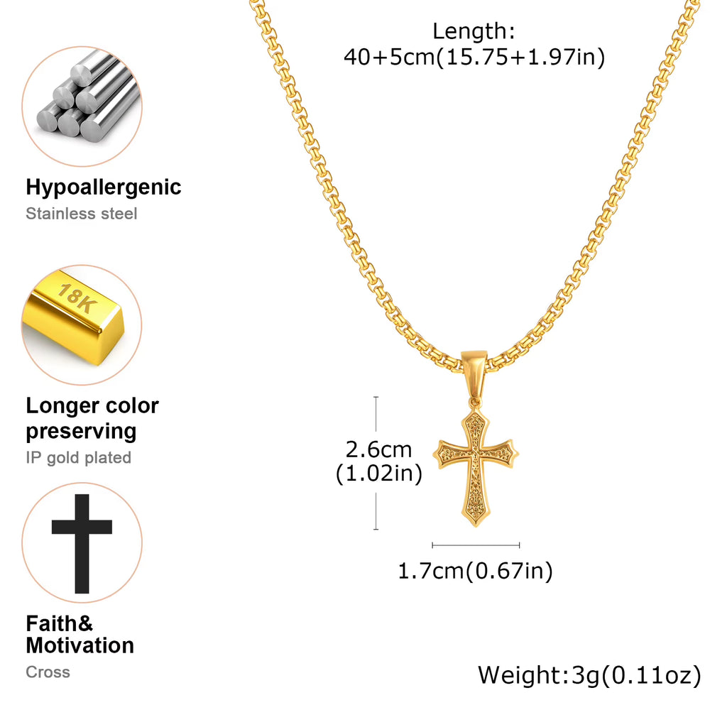 Fleur cross pendant necklace for men – view 5