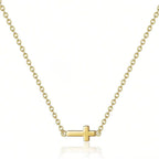Dainty sideways cross necklace in gold or silver – view 6