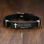 Black stainless steel cross Bible verse bracelet – view 2