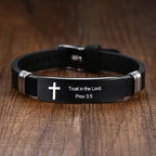 Black stainless steel cross Bible verse bracelet – view 8