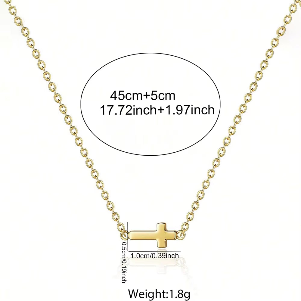 Dainty sideways cross necklace in gold or silver – view 5