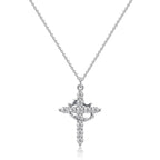 Crown cross necklace in silver with cubic zirconia