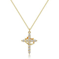 Crown cross necklace in gold with cubic zirconia | Lunavrie