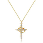 Crown cross necklace in gold with cubic zirconia | Lunavrie