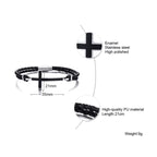 Sideways cross bracelet on braided leather cord – view 6