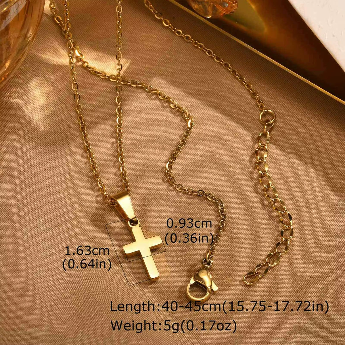 Gold-plated tiny plain cross pendant necklace | Christian jewelry by Lunavrie